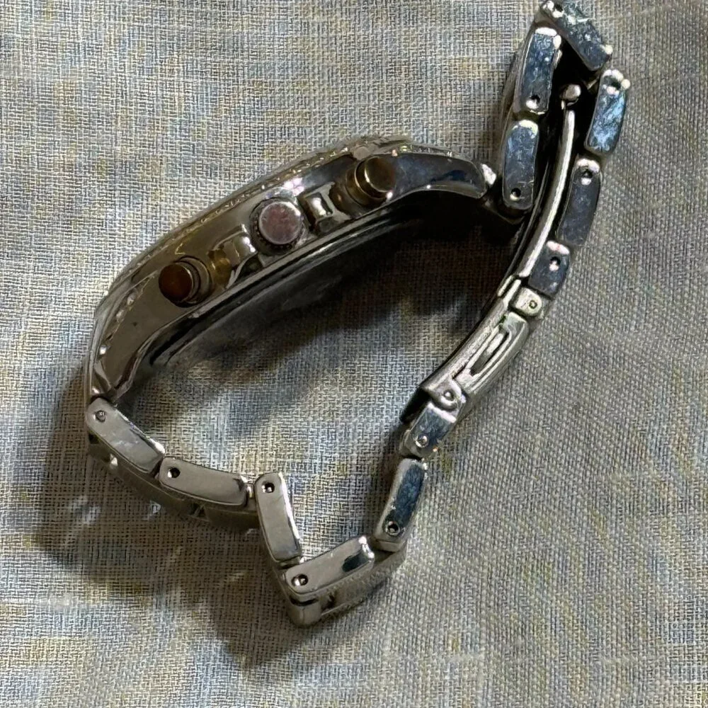 Geneva Two-Tone Rhinestone Watch Gold Silver Bracelet